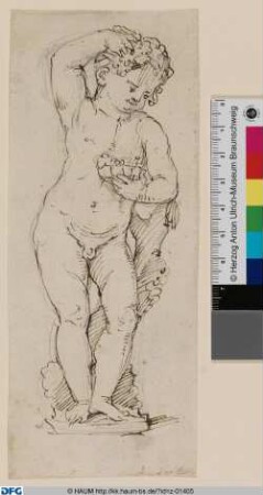 Junger Bacchus, an einen Stamm gelehnt