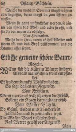 Etliche gemeine schöne Bauer-Regeln.