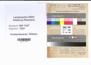 Entnazifizierung Wilhelm Kuekenshoener , geb. 15.04.1912 (Zollbeamter)