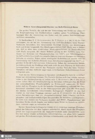 Weitere Anwendungsmöglichkeiten von Kalk-Eisenoxyd-Sinter
