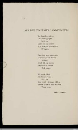 Aus den traurigen Landschaften: So dumpfen reigen