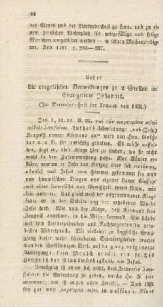 94-100 Ueber die exegetischen Bemerkungen zu 2 Stellen im Evangelium Johannis