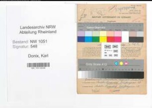Entnazifizierung Karl Donix , geb. 03.03.1906 (Gaertner)