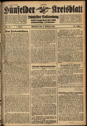 Erste Ausgabe vom Mittwoch, den 03. Februar 1937.