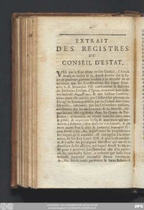 Extrait Des Registres Du Conseil D'Estat.