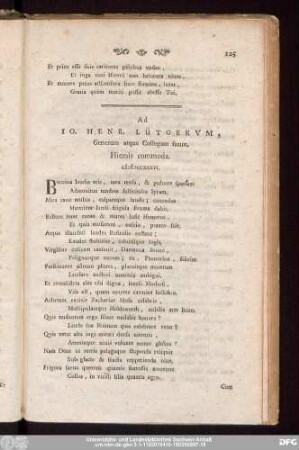 Ad Io. Henr. Lütgerum, Generum atque Collegam suum, Hiemis commoda. MDCCXXXVI.