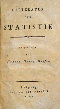 Litteratur der Statistik, 1