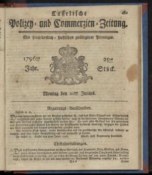 25tes Stueck, Montag den 20ten Junius. 1796