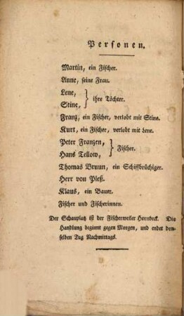 Die Fischer : Ein Singspiel in drey Aufzügen