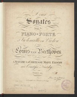 No. 2: Deux Sonates pour le Piano-Forte et Violoncelle ou Violon Oeuvre 102