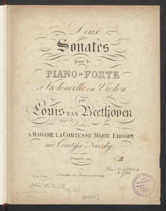 No. 2: Deux Sonates pour le Piano-Forte et Violoncelle ou Violon Oeuvre 102