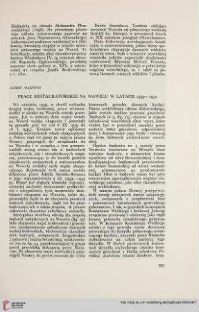 1: Prace restauratorskie na Wawelu w latach 1939 - 1952