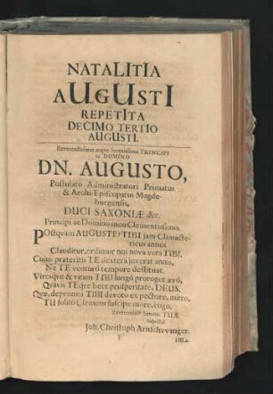 Natalitia Augusti