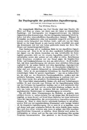 Zur Psychographie der proletarischen Jugendbewegung : (auf Grund von Untersuchungen von Curt Bondy)