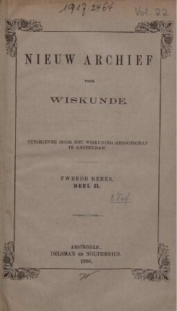22: Nieuw archief voor wiskunde