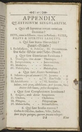 Appendix quæstionum singularium.