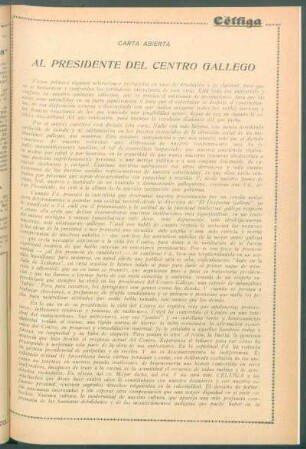 Carta abierta al presidente del Centro Gallego