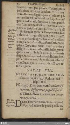 Caput VIII. Dei Vocationem Cor Ac Animum respicere, & ducere ad seipsum