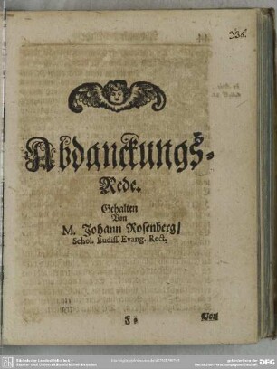 Abdanckungs-Rede, Gehalten Von M. Johann Rosenberg, Schol. Budiss. Evang. Rect.