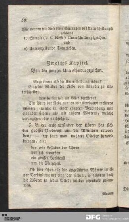 Zweites Kapitel. Von den simplen Unterscheidungszeichen.