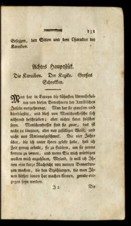 Achtes Hauptstük. Die Karaiben. Der Kazike. Großes Schrekken