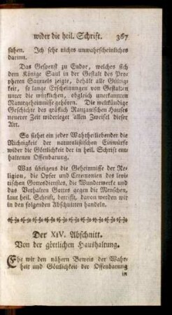 Der XIV. Abschnitt. Von der göttlichen Haushaltung