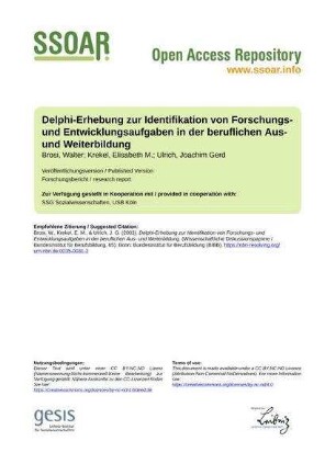 Delphi-Erhebung zur Identifikation von Forschungs- und Entwicklungsaufgaben in der beruflichen Aus- und Weiterbildung