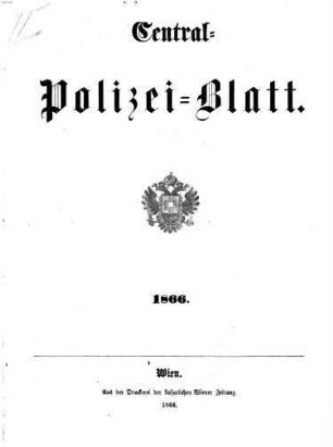 Zentralpolizeiblatt. 1866