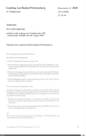 Anfrage der CDU: Situation der Landwirtschaft