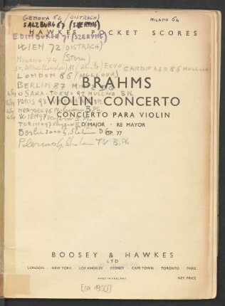 Violin concerto : D major : op. 77