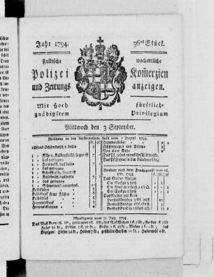 36tes Stück., Ausgabe vom 3. September 1794