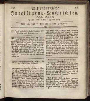 XXII. Stück... den I. Junius 1805 - XXVI. Stück... den 29. Junius 1805.