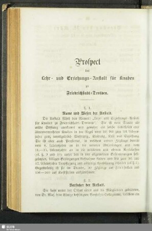 Prospect der Lehr- und Erziehungs-Anstalt für Knaben zu Friedrichstadt-Dresden