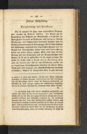Zehnte Abtheilung. Entzündung der Prostata.