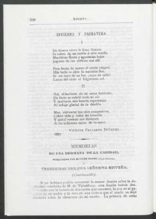 Memorias de una hermana de la caridad : Publicadas por Madame Gagne [Elisa Moreau] y traducidas por una señorita Quiteña