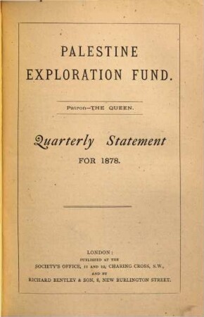 Quarterly statement, 1878 = Year 10