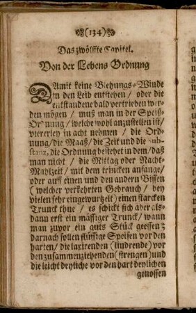 Das zwölffte Capitel. Von der Lebens-Ordnung.