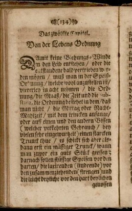 Das zwölffte Capitel. Von der Lebens-Ordnung.