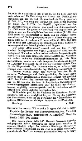 Sieveking, Heinrich :: Wirtschaftsgeschichte, (Enzyklopädie der Rechts- und Staatswissenschaften, Abteilung Staatswissenschaft, 47) : Berlin, 1935