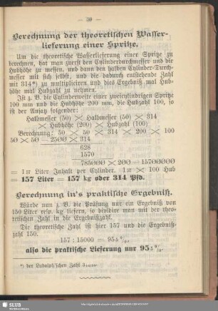 Berechnung in's praktische Ergebniß