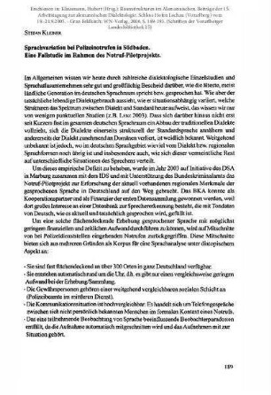 Sprachvariation bei Polizeinotrufen in Südbaden. Eine Fallstudie im Rahmen des Notruf-Pilotprojekts