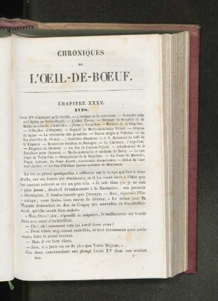 Chroniques de L'Oeil-de-Boeuf.