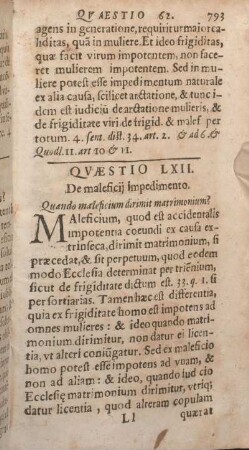 Qvaestio LXII. De maleficij impedimento.