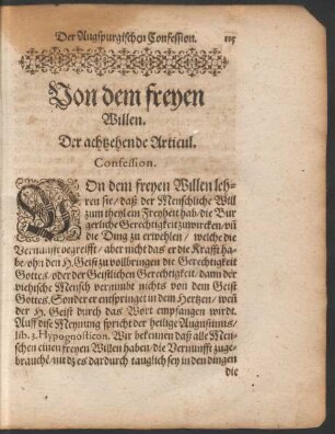 Von dem freyen Willen. Der achtzehende Articul.