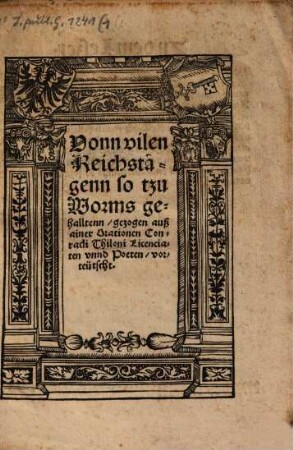 Vonn vilen Reichstägenn, so tzu Worms gehalltenn
