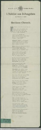 1: Tafellied zum Stiftungsfeste 19. Februar 1887