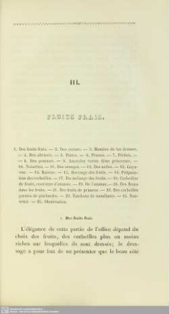 VIII. Fruits frais