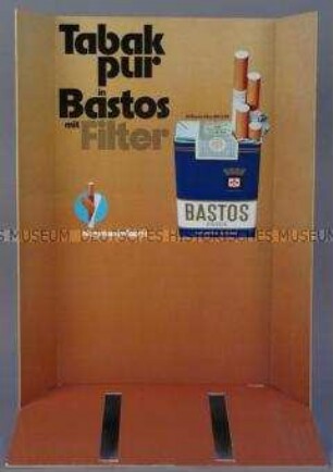 Verkaufshilfe für "Bastos"- Zigaretten "Tabak pur in Bastos mit Filter"