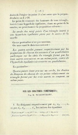 Sur les fonctions symétriques.