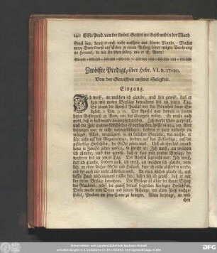 Zwölfte Predigt, über Hebr. VI. v. 17 - 20. Von der Gewißheit unserer Seligkeit.